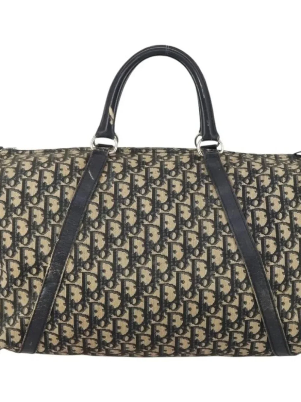 Christian Dior Trotter Canvas Boston Bag Navy Silver - Picture 2 of 15